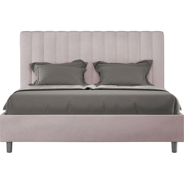 Ityhome - Letto Matrimoniale Francese Senza Rete Imbottito 140X210 Microfibra Glicine Agueda-image