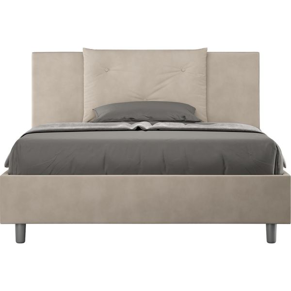 Ityhome - Letto Matrimoniale Francese Contenitore Imbottito 140X190 Microfibra Sabbia Appia-image