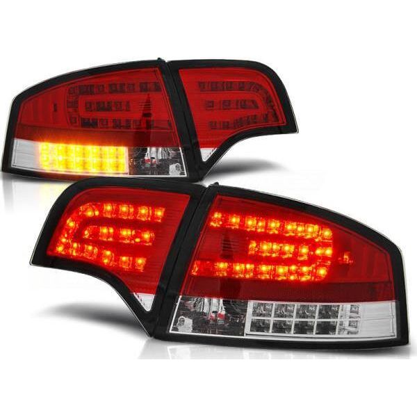 Luci Posteriori A Led Per Audi A4 B7 (8E) Berlina 04-08 Rosso/Cromo-image