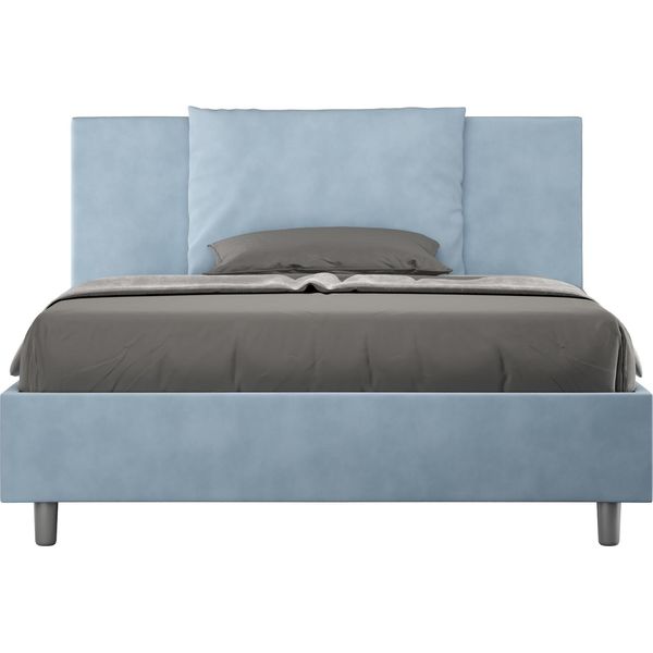 Ityhome - Letto Matrimoniale Francese Senza Rete Imbottito 140X210 Microfibra Azzurro Antea-image
