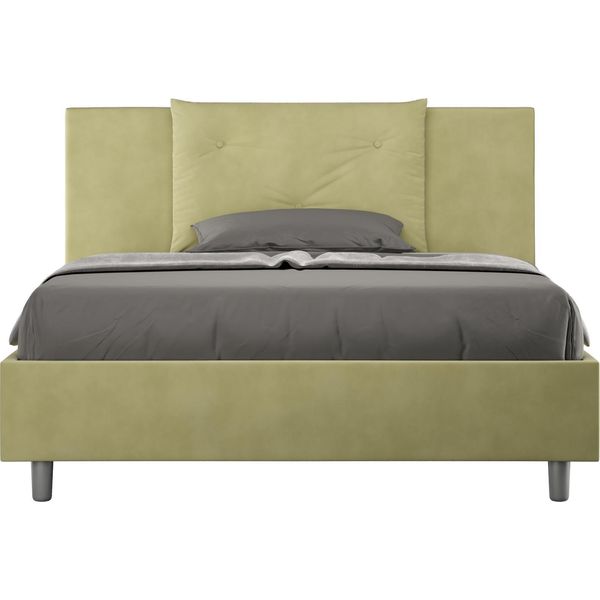 Ityhome - Letto Matrimoniale Francese Contenitore Imbottito 140X190 Microfibra Tè Verde Appia-image