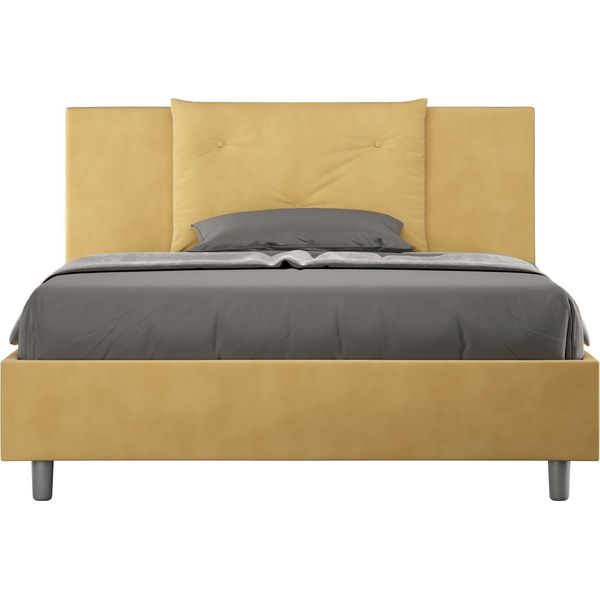 Ityhome - Letto Matrimoniale Francese Senza Rete Imbottito 140X210 Microfibra Ocra Appia-image