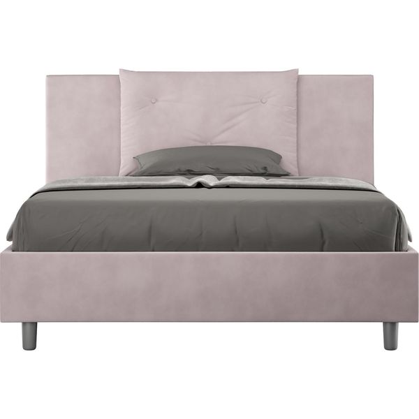 Ityhome - Letto Matrimoniale Francese Senza Rete Imbottito 140X190 Microfibra Glicine Appia-image