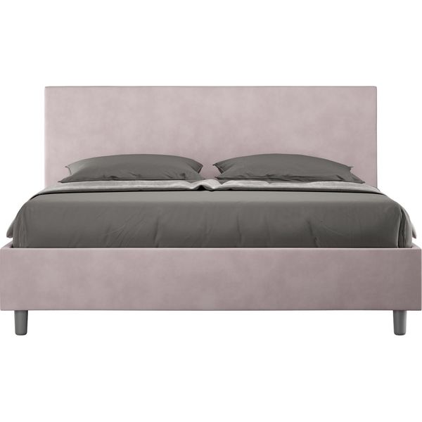 Ityhome - Letto Matrimoniale Francese Contenitore Imbottito 140X210 Microfibra Glicine Adele-image