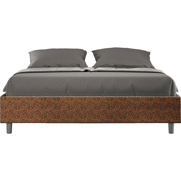 Ityhome - Letto Con Rete Imbottito 160X190 Tessuto Era 04 Arancio Azelia-image