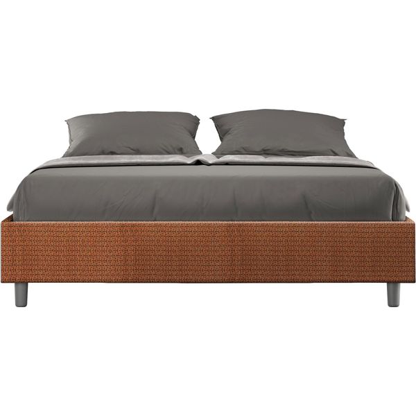 Ityhome - Letto Contenitore Imbottito 160X190 Tessuto Labirinto 04 Arancio Azelia-image
