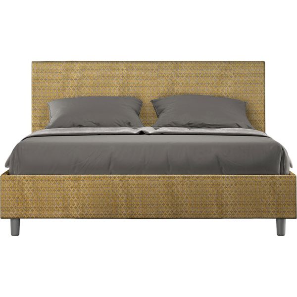 Ityhome - Letto Contenitore Imbottito 160X200 Tessuto Labirinto 06 Giallo Adele-image