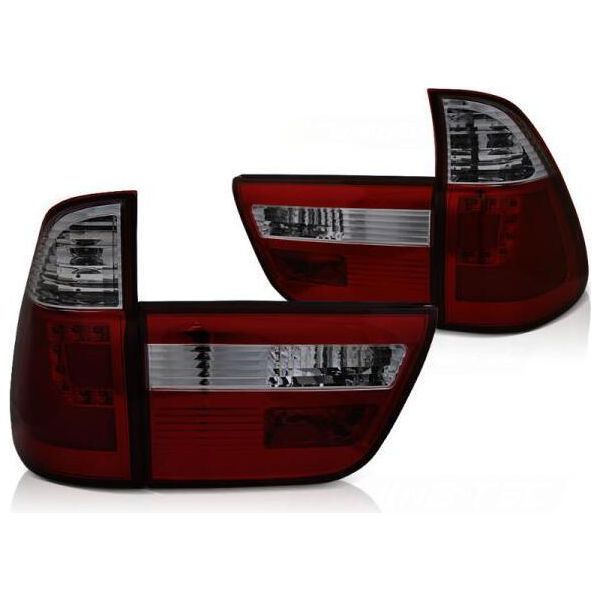 Fanali Posteriori A Led Per Bmw X5 E53 Anno 99-03 Rosso/Fumo-image