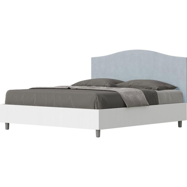 Ityhome - Letto Contenitore 160X200 Struttura Bianco Frassino Testata Microfibra Azzurro Grace-image