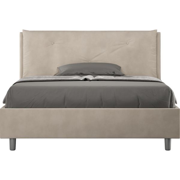 Ityhome - Letto Matrimoniale Francese Contenitore Imbottito 140X190 Microfibra Sabbia Appia Large-image