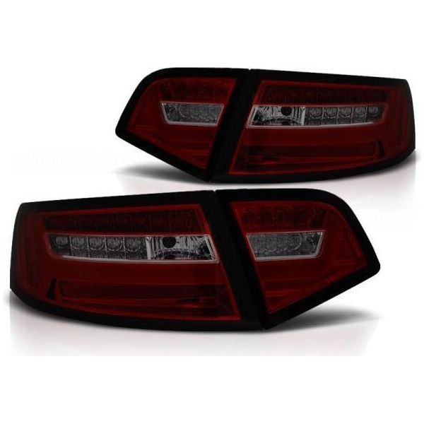 Luci Posteriori A Led Per Audi A6 C6 4F Limo Anno 08-11 Rosso/Fumo-image