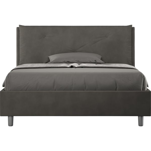Ityhome - Letto Matrimoniale Francese Contenitore Imbottito 140X190 Microfibra Grigio Appia Large-image