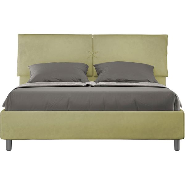 Ityhome - Letto Con Rete Imbottito 160X200 Microfibra Tè Verde Mados-image