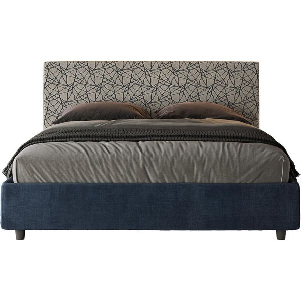 Ityhome - Letto Contenitore Imbottito 160X200 Tessuto Era 09 Blu Arla-image