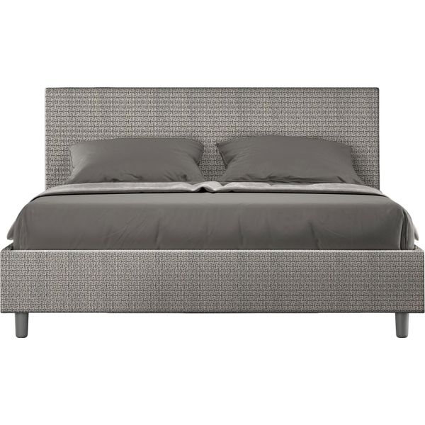 Ityhome - Letto Con Rete Imbottito 160X190 Tessuto Labirinto 02 Grigio Adele-image