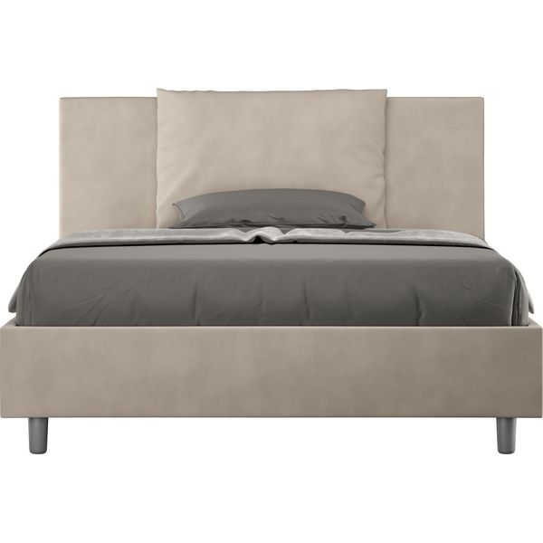 Ityhome - Letto Matrimoniale Francese Con Rete Imbottito 140X200 Microfibra Sabbia Antea-image