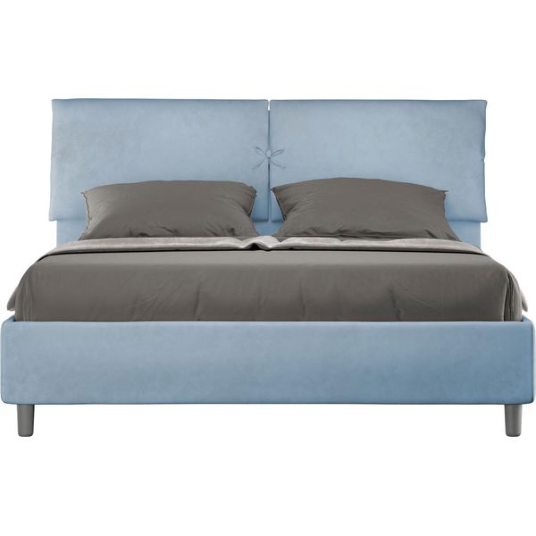 Ityhome - Letto Senza Rete Imbottito 160X200 Microfibra Azzurro Mados-image
