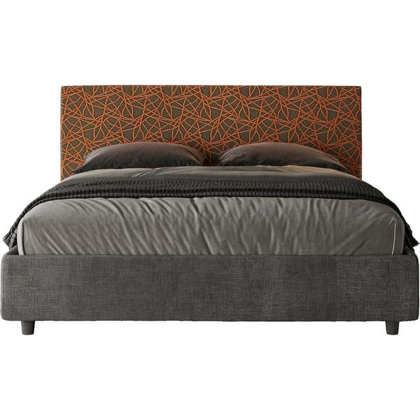 Ityhome - Letto Senza Rete Imbottito 160X210 Tessuto Era 04 Arancio Arla-image