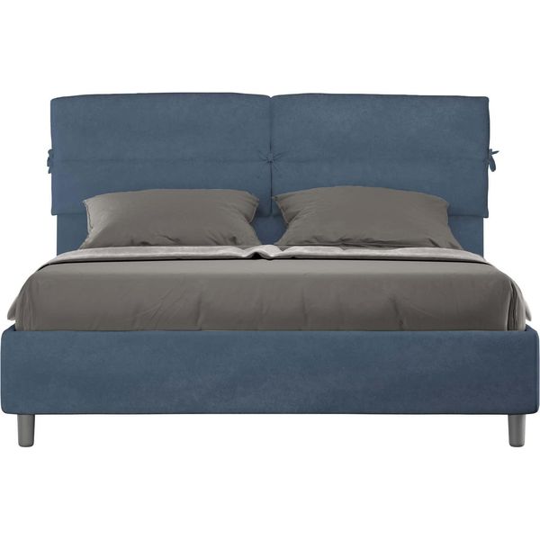 Ityhome - Letto Contenitore Imbottito 160X190 Microfibra Blu Nandy-image
