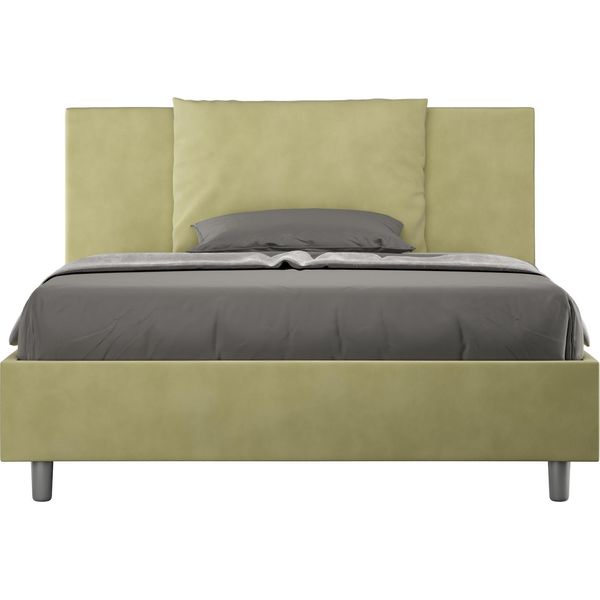 Ityhome - Letto Matrimoniale Francese Senza Rete Imbottito 140X200 Microfibra Tè Verde Antea-image