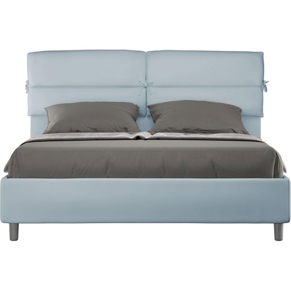 Ityhome - Letto Senza Rete Imbottito 160X190 Microfibra Azzurro Nandy-image