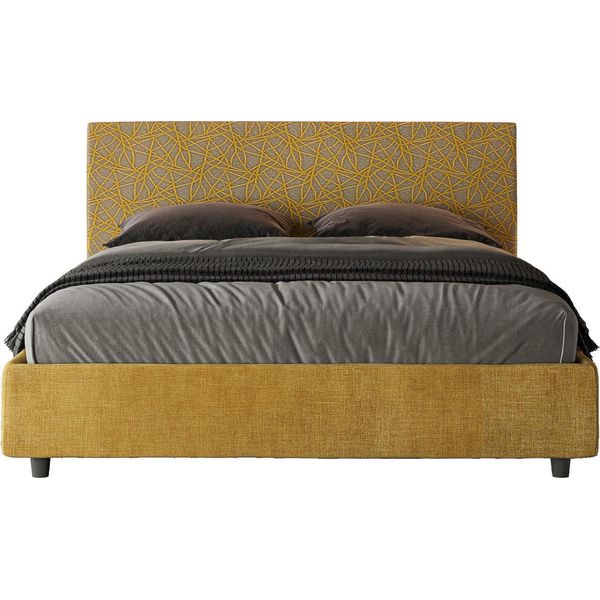 Ityhome - Letto Senza Rete Imbottito 160X210 Tessuto Era 06 Giallo Arla-image