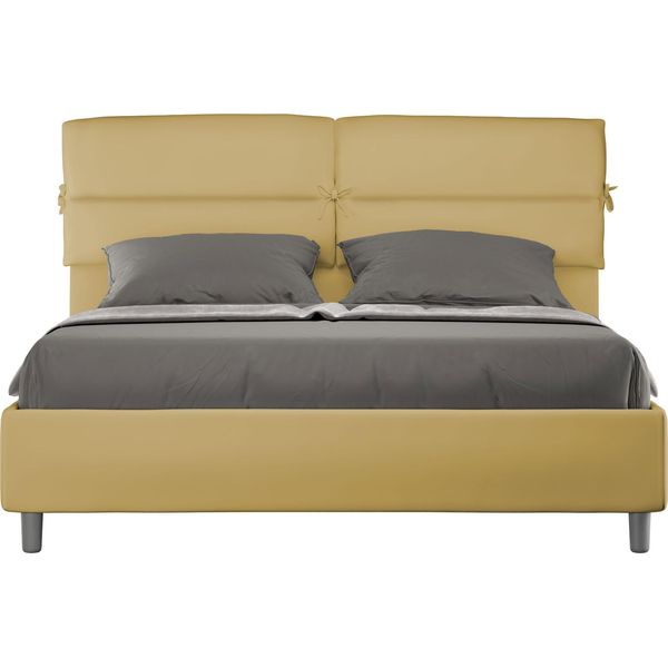 Ityhome - Letto Senza Rete Imbottito 160X190 Microfibra Ocra Nandy-image