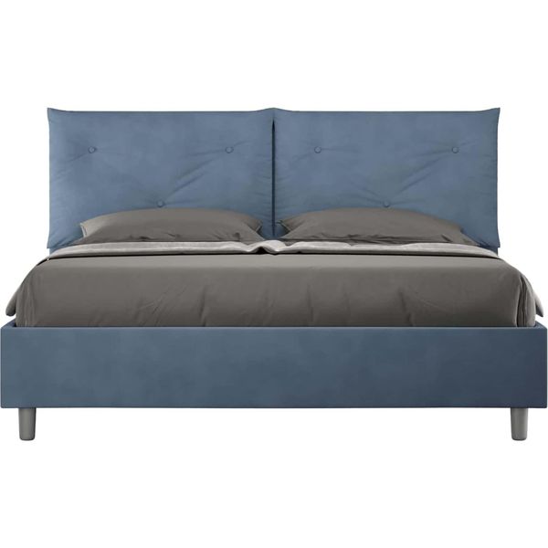 Ityhome - Letto Senza Rete Imbottito 160X210 Microfibra Blu Appia-image