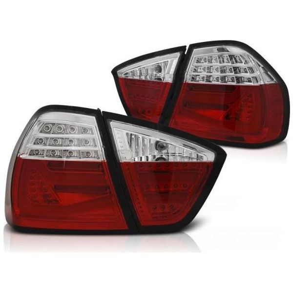 Luci Posteriori A Led Per Bmw E90 Berlina 05-08 Rosso/Cromo-image