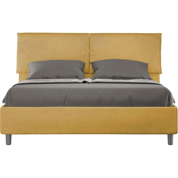 Ityhome - Letto Senza Rete Imbottito 160X200 Microfibra Ocra Mados-image
