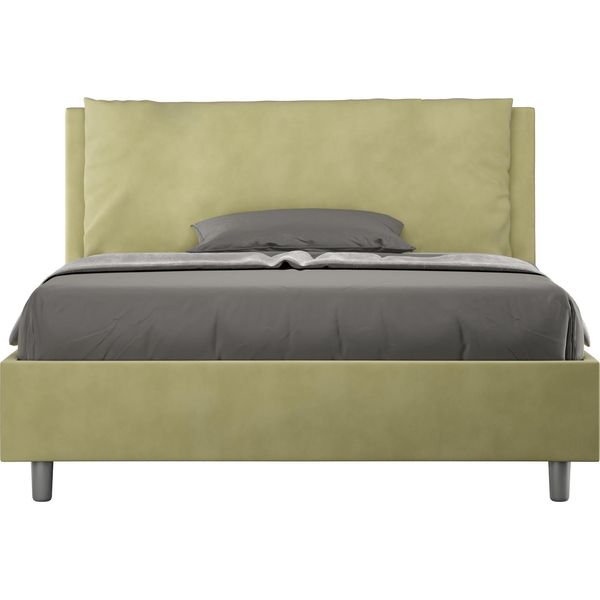 Ityhome - Letto Matrimoniale Francese Con Rete Imbottito 140X200 Microfibra Tè Verde Antea Large-image