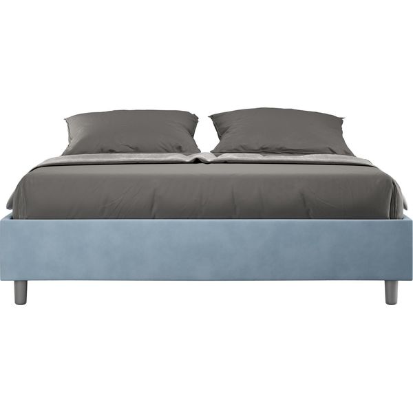 Ityhome - Letto Contenitore Imbottito 160X210 Microfibra Azzurro Azelia-image