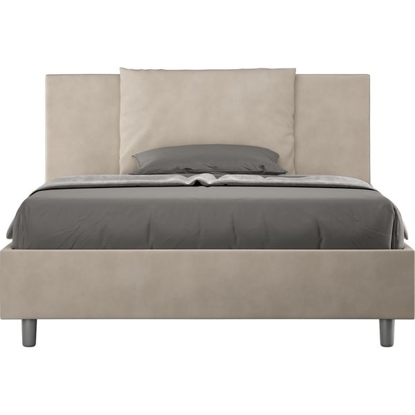 Ityhome - Letto Matrimoniale Francese Senza Rete Imbottito 140X200 Microfibra Sabbia Antea-image