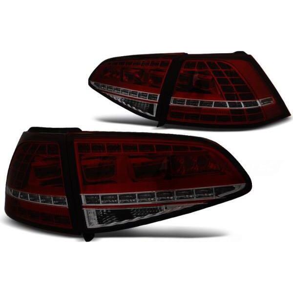 Luci Posteriori A Led Per Vw Golf 7 (Vii) Berlina Anno 12-17 Indicatori Dinamici Rosso/Fumo-image