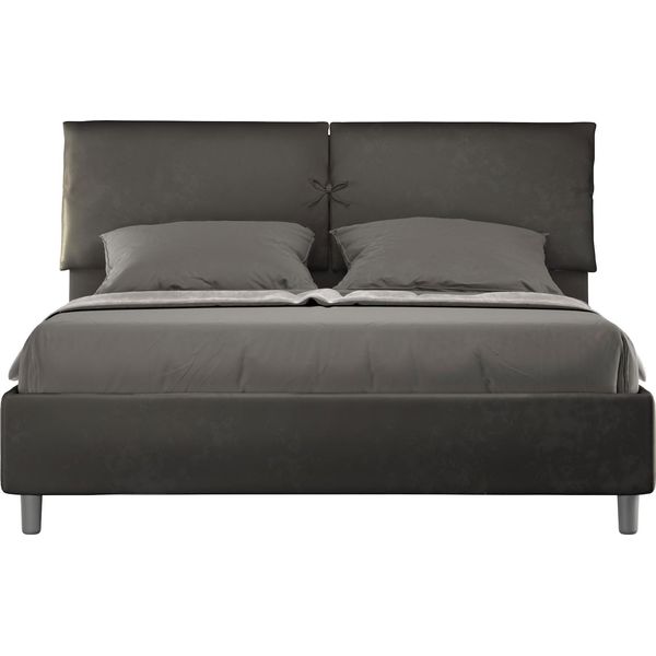 Ityhome - Letto Contenitore Imbottito 160X210 Microfibra Grigio Mados-image