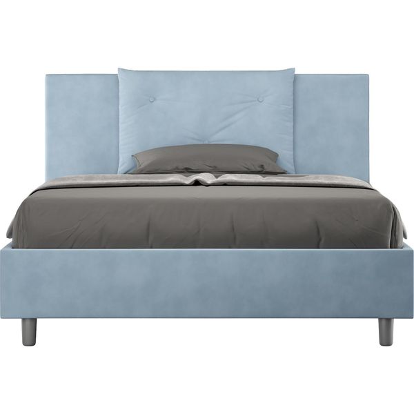 Ityhome - Letto Matrimoniale Francese Con Rete Imbottito 140X210 Microfibra Azzurro Appia-image