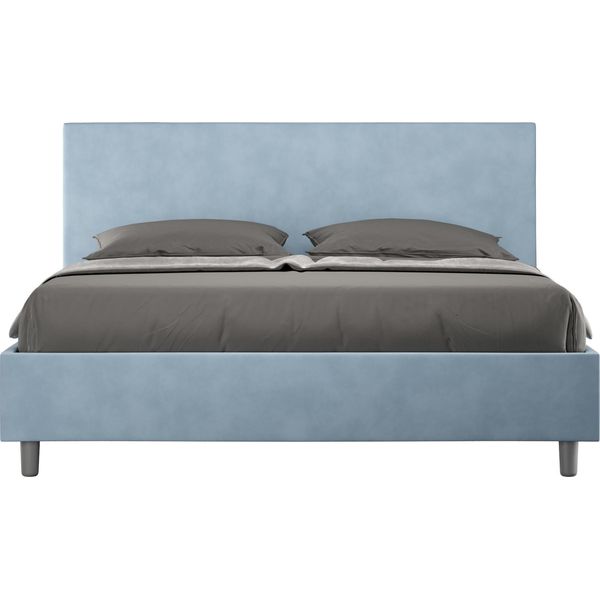 Ityhome - Letto Matrimoniale Francese Contenitore Imbottito 140X210 Microfibra Azzurro Adele-image