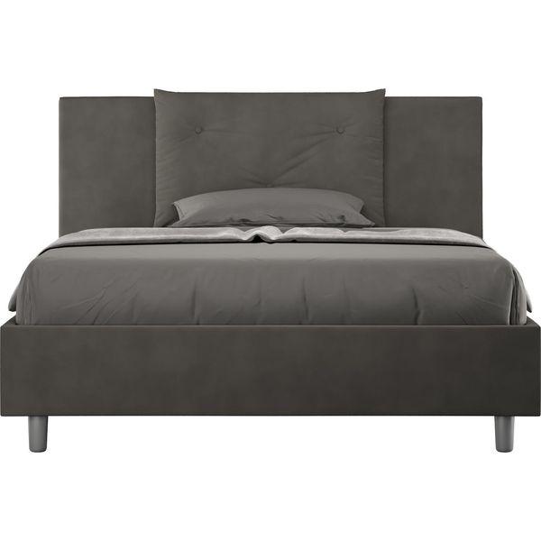 Ityhome - Letto Matrimoniale Francese Senza Rete Imbottito 140X210 Microfibra Grigio Appia-image