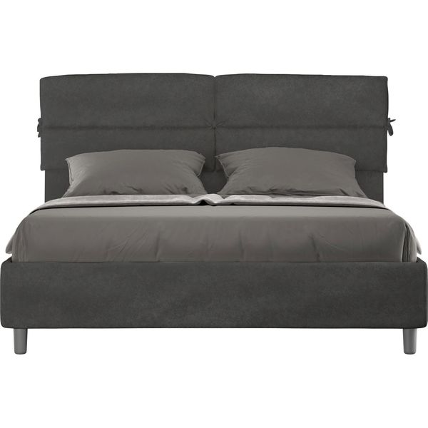 Ityhome - Letto Senza Rete Imbottito 160X210 Microfibra Grigio Nandy-image