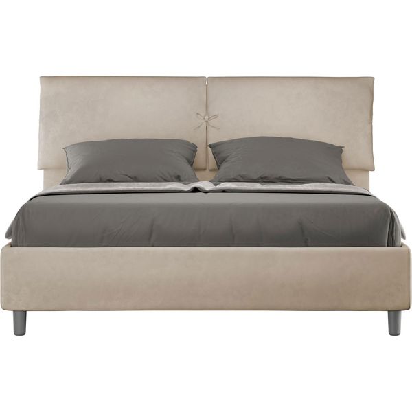 Ityhome - Letto Con Rete Imbottito 160X210 Microfibra Sabbia Mados-image