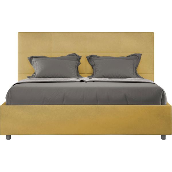 Ityhome - Letto Con Rete Imbottito 160X190 Microfibra Ocra Mika-image