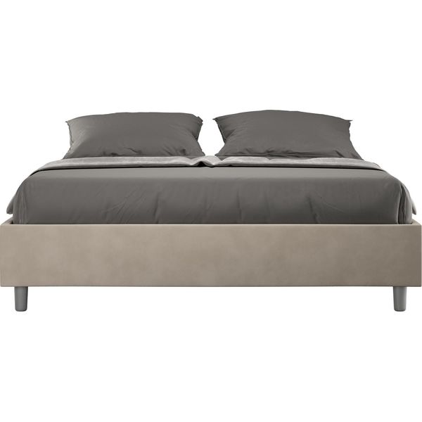 Ityhome - Letto Matrimoniale Francese Contenitore Imbottito 140X210 Microfibra Sabbia Azelia-image