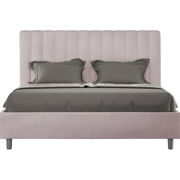 Ityhome - Letto Matrimoniale Francese Contenitore Imbottito 140X210 Microfibra Glicine Agueda-image