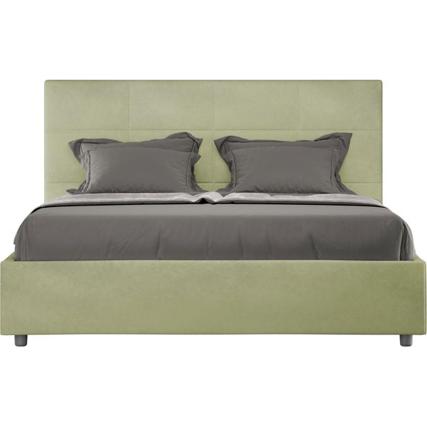 Ityhome - Letto Con Rete Imbottito 160X210 Microfibra Tè Verde Mika-image