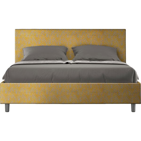 Ityhome - Letto Con Rete Imbottito 160X200 Tessuto Era 06 Giallo Adele-image