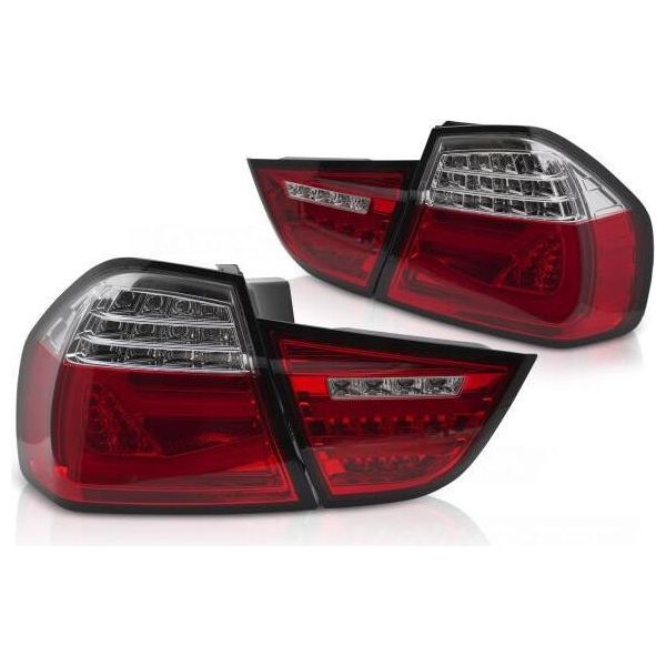 Fanali Posteriori Full Led Per Bmw E90 Lci Berlina Anno 08-12 Rosso/Cromo-image