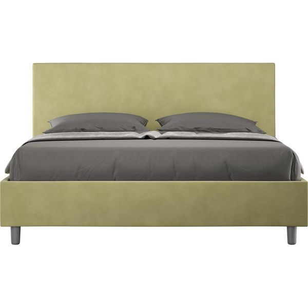 Ityhome - Letto Matrimoniale Francese Senza Rete Imbottito 140X210 Microfibra Tè Verde Adele-image