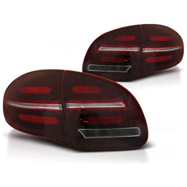 Fanali Posteriori Full Led Per Porsche Cayenne 958 92A Anno 10-14 Rosso/Cromo-image