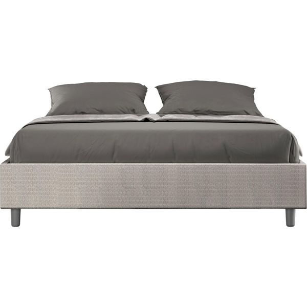 Ityhome - Letto Contenitore Imbottito 160X210 Tessuto Labirinto 01 Bianco Azelia-image
