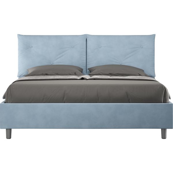 Ityhome - Letto Con Rete Imbottito 160X210 Microfibra Azzurro Appia-image
